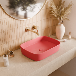 Ceramia PixL 49.5 x 37 x 13.5 cm Infinitio countertop washbasin, without overflow, pink (CEPX4937PM)