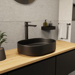 Ceramia PixL 50 x 37 x 13.5 cm Infinitio countertop washbasin, without overflow, black (CEPX5037BKM)