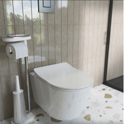 Swiss Aqua Technologies Brevis Wall-Hung Rimless Toilet, invisible fixings + ultra-slim soft-close seat (SATBRE011RREXP)