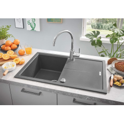 K400 Composite Quartz Sink with Reversible Drainer 780x500 mm, Granite Grey (31639AT0)  K400 Composite Quartz Sink with Reversible Drainer 780x500 mm, Granite Grey (31639AT0)