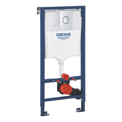 Grohe Solido 4-in-1 wall-hung toilet kit, 1.13 m recessed support frame, dual flush, Fresh system + chrome plate (G39978000)