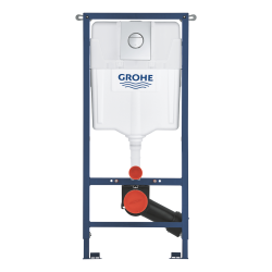 Grohe Solido 4-in-1 wall-hung toilet kit, 1.13 m recessed support frame, dual flush, Fresh system + chrome plate (G39978000)