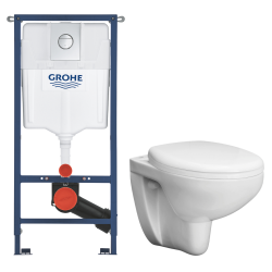 Grohe Solido 4-in-1 built-in WC Frame + Grohe rimless wall-hung WC with SoftClose seat + plate (GRRSTBAWR01-IN)