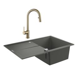 Grohe K400 composite quartz sink with reversible drainer 780x500 mm + Ceramia Timeless mixer tap (G31639TML2BG-SET)
