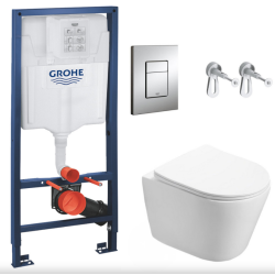Grohe Toilet set Frame + Swiss Aqua Technologies Infinitio rimless WC, invisible fixing + Chrome flush plate (RSLINFI1)