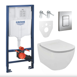 Grohe Toilet set Rapid SL GROHE + Toilet bowl Ideal Standard Tesi Aquablade + flush plate Grohe Skate Chrome (GROHEAQUA-SET)