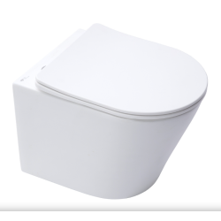 Swiss Aqua Technologies Infinitio Rimless wall-hung toilet with invisible fixings + Soft close seat, Matt white (SATINF010RREXPWM)