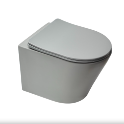 Swiss Aqua Technologies Infinitio wall-hung Rimless toilet Grey Matt and invisible fixings + soft-close seat (SATINF010RREXPLGRM)