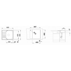 Blanco Sink TIPO 45 S Mini in stainless steel 1 bowl + reversible drainer 60,5x50cm with manual drain (516524)