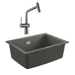 Grohe + Ceramia Grohe K700U composite sink + Ceramia Timeless mixer (G31655TML1BGM-SET)