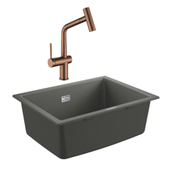 Grohe + Ceramia Grohe K700U composite sink + Ceramia Timeless mixer (G31655TML1BCP-SET)