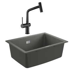 Grohe + Ceramia Grohe K700U composite sink + Ceramia Timeless mixer (G31655TML1BM-SET)