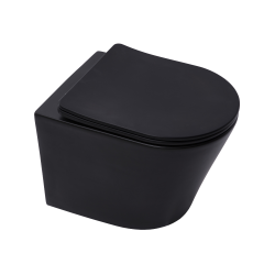 Swiss Aqua Technologies Infinitio Rimless Toilet, invisible fixings + Soft-Close Seat, Matt Black (SATINF010RREXPBKM)