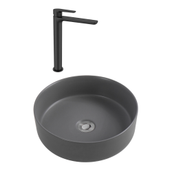 Ceramia PixL 36x36x13.5 cm countertop basin + Swiss Aqua Technologies Mood XL basin mixer + Ceramia PixL waste (CEPX36GRMSAT285C)