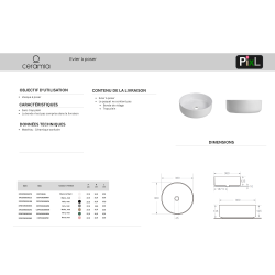 Ceramia PixL 36x36x13.5 cm countertop basin + Swiss Aqua Technologies Mood XL basin mixer + Ceramia PixL waste (CEPX36PMSAT285C)