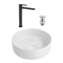 Ceramia PixL 36x36x13.5 cm countertop basin + Swiss Aqua Technologies Mood XL basin mixer + Ceramia PixL waste (CEPX36WMSAT285C)