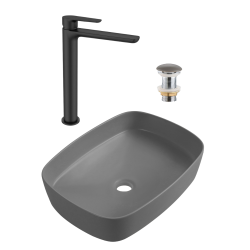 Ceramia PixL 49.5x37.5x13.5 cm countertop basin + Swiss Aqua Technologies Mood XL basin mixer + Ceramia PixL waste (CEPX49GRMSAT285C)