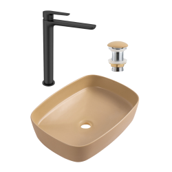 Ceramia PixL 49.5x37.5x13.5 cm countertop basin + Swiss Aqua Technologies Mood XL basin mixer + Ceramia PixL waste (CEPX49MOMSAT285C)