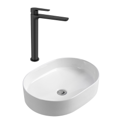 Ceramia PixL 50x36.5x13.5 cm countertop basin + Swiss Aqua Technologies Mood XL basin mixer + Ceramia PixL waste (CEPX50SAT285C)