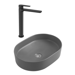 Ceramia PixL 50x36.5x13.5 cm countertop basin + Swiss Aqua Technologies Mood XL basin mixer + Ceramia PixL waste (CEPX50GRMSAT285C)