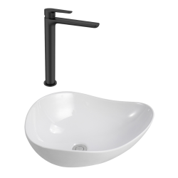 Ceramia PixL 50.5x38x18 cm countertop basin + Swiss Aqua Technologies Mood XL basin mixer + Ceramia PixL waste (CEPX50538SAT285C)
