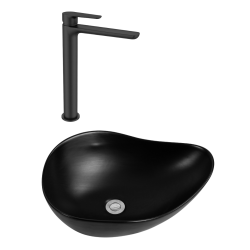 Ceramia PixL 50.5x38x18 cm countertop basin + Swiss Aqua Technologies Mood XL basin mixer + Ceramia PixL waste (CEPX505BKMSAT285C)