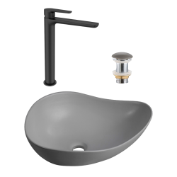 Ceramia PixL 50.5x38x18 cm countertop basin + Swiss Aqua Technologies Mood XL basin mixer + Ceramia PixL waste (CEPX505GRMSAT285C)