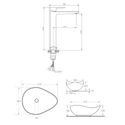 Ceramia PixL 50.5x38x18 cm countertop basin + Swiss Aqua Technologies Mood XL basin mixer + Ceramia PixL waste (CEPX505WMSAT285C)