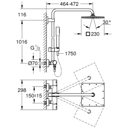  Vitalio Joy System XXL 230 Shower column with thermostatic mixer (26365000)