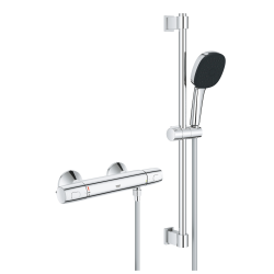 Grohe Precision Trend Shower Set with 1/2" Thermostatic Mixer + 3-Jet Hand Shower + 60cm Bar, Chrome (G34237003)