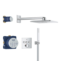 Grohe Precision SmartControl Concealed Shower Set Thermostatic Fascia + 2-Jet Shower Head + Hand Shower, Chrome (G34875000) Grohe Precision SmartControl Concealed Shower Set Thermostatic Fascia + 2-Jet Shower Head + Hand Shower, Chrome (G34875000)