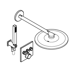  Precision SmartControl Concealed Shower Set Thermostatic Fascia + 2-Jet Shower Head + Hand Shower, Chrome (G34875000)
