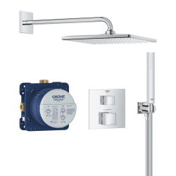 Grohe Precision Cube Concealed Shower Set with Thermostatic Mixer + Overhead Shower + Hand Shower, Chrome (G34879000) Grohe Precision Cube Concealed Shower Set with Thermostatic Mixer + Overhead Shower + Hand Shower, Chrome (G34879000)