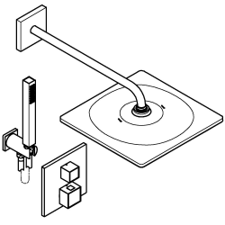  Precision Cube Concealed Shower Set with Thermostatic Mixer + Overhead Shower + Hand Shower, Chrome (G34879000)