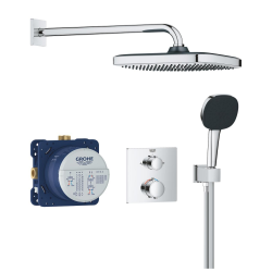 Grohe Precision Concealed Shower Set with Thermostatic Mixer + Overhead Shower + 2-Jet Hand Shower, Chrome (G34882000)