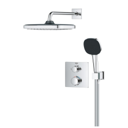 Grohe Precision Concealed Shower Set with Thermostatic Mixer + Overhead Shower + 2-Jet Hand Shower, Chrome (G34882000)