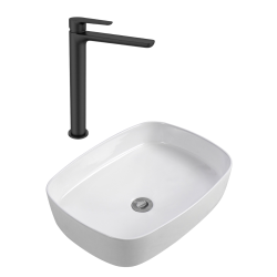 Ceramia PixL 50x37.5x13.5 cm countertop washbasin + Swiss Aqua Technologies Mood XL mixer tap + Ceramia PixL waste (CEPX4937SAT285C)