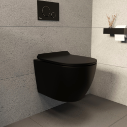 Ceramia PixL Tornado Quiet Rimless Ceramic toilet, Concealed Fixings, Soft Close Seat, Black (CEPX010RTORPBKM)