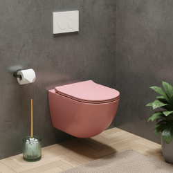 Ceramia PixL Tornado Quiet Rimless Ceramic Wall-Hung Toilet with Concealed Fixings and Soft Close Seat, Pink (CEPX010RTORPPM)