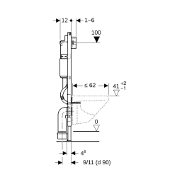 Geberit Delta Pack Duofix support frame 112cm + Delta01 White flush plate + Wall fixings (111.154.11.2)