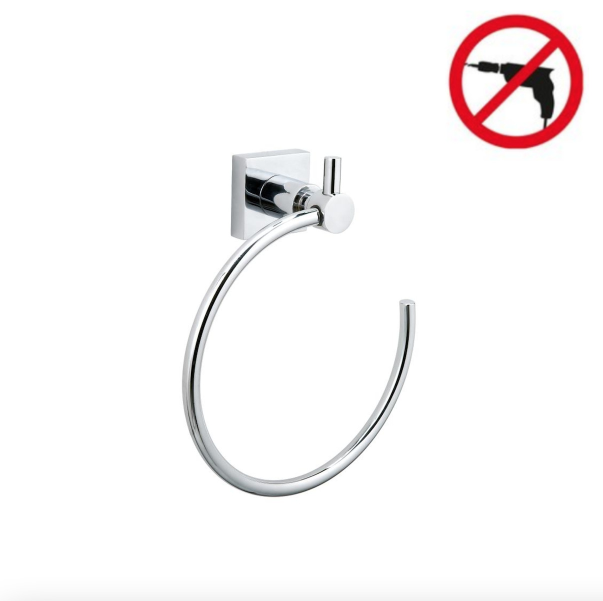 tesa Ekkro No Drill Removable Adhesive Glue Technology Chrome-plated Metal Wall Mounted Towel Ring 