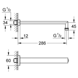  Rainshower Chrome Shower Arm 1/2" (27709000)