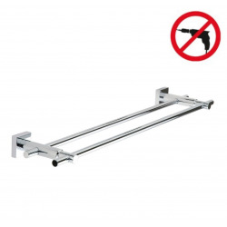 Tesa Hukk Towel rack 2 fixed bars, chromed metal, easy installation without drilling (40253-00000-00)