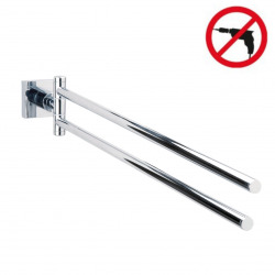 Tesa Hukk Towel rack 2 bars, chromed metal, easy installation without drilling (40249-00000-00)