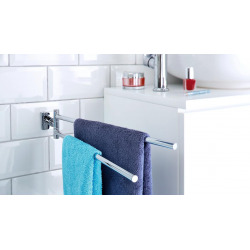 Tesa Hukk Towel rack 2 bars, chromed metal, easy installation without drilling (40249-00000-00)
