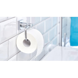 Tesa Hukk Toilet paper dispenser, chromed metal, easy installation without drilling (40246-00000-00)