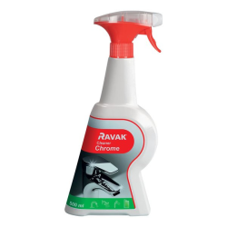 Ravak Cleaner Chrome Spray, a cleaning agent for chrome surfaces, effective against grease and limescale deposits (X01106)