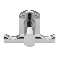 Optima Cube Way Brass Wall-Mounted Coat Hook with 2 Hooks, Chrome (SPI22)