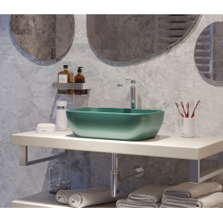Swiss Aqua Technologies Infinitio Countertop Washbasin 45.5 x 32.5 x 13.5 cm, without overflow, Matte Dark Green (SATINF4532DGEM)