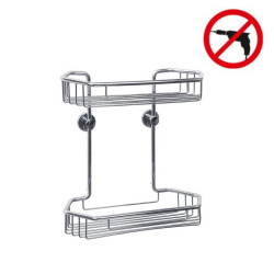 Tesa Draad Shelf 2 baskets, chrome aluminum, easy installation without drilling (40227-00000-00)